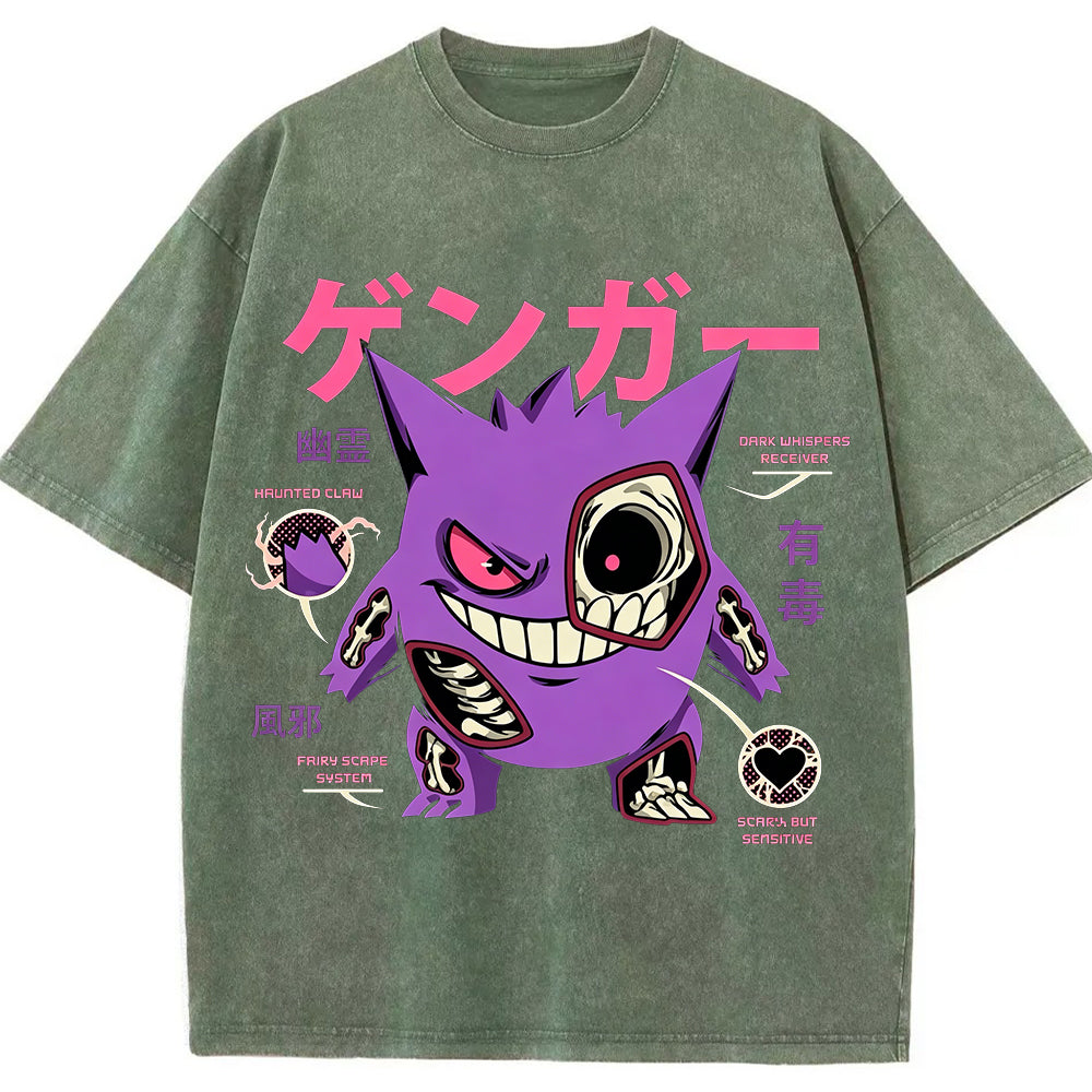 Vintage Blue Skeleton Gengar Japanese Graphic Tee