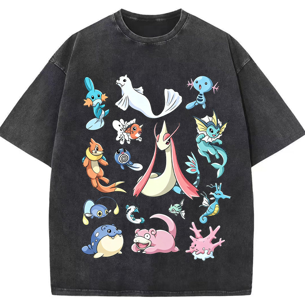 Aquatic Water Pokemon Collage Vintage T-Shirt | Pokemon Anime