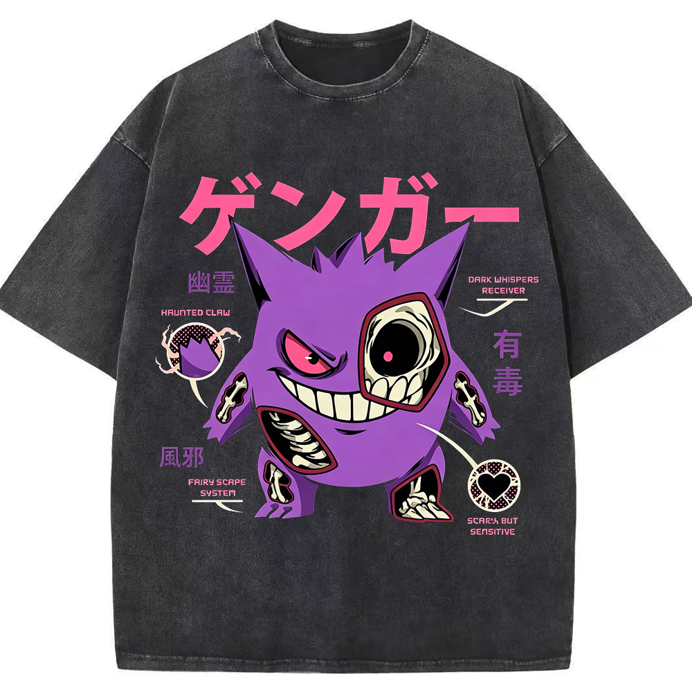 Vintage Blue Skeleton Gengar Japanese Graphic Tee