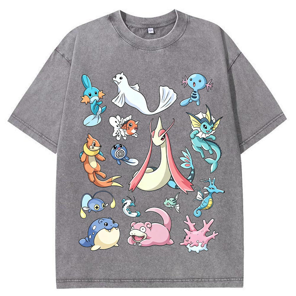 Aquatic Water Pokemon Collage Vintage T-Shirt | Pokemon Anime