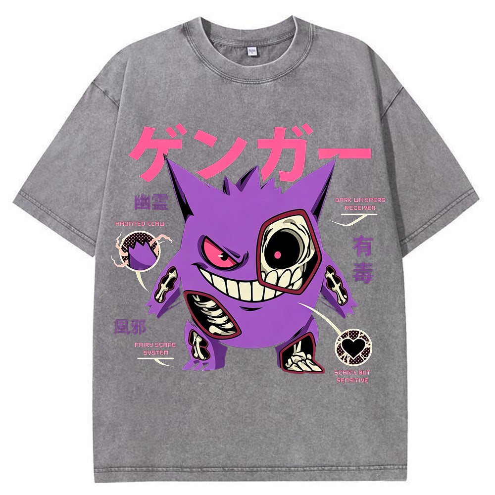 Vintage Blue Skeleton Gengar Japanese Graphic Tee