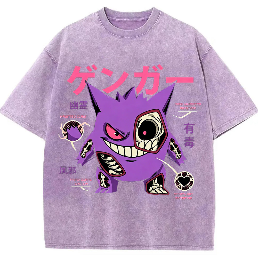 Vintage Blue Skeleton Gengar Japanese Graphic Tee