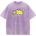 Cute Parent & Kid Pikachu Vintage Washed T-Shirt