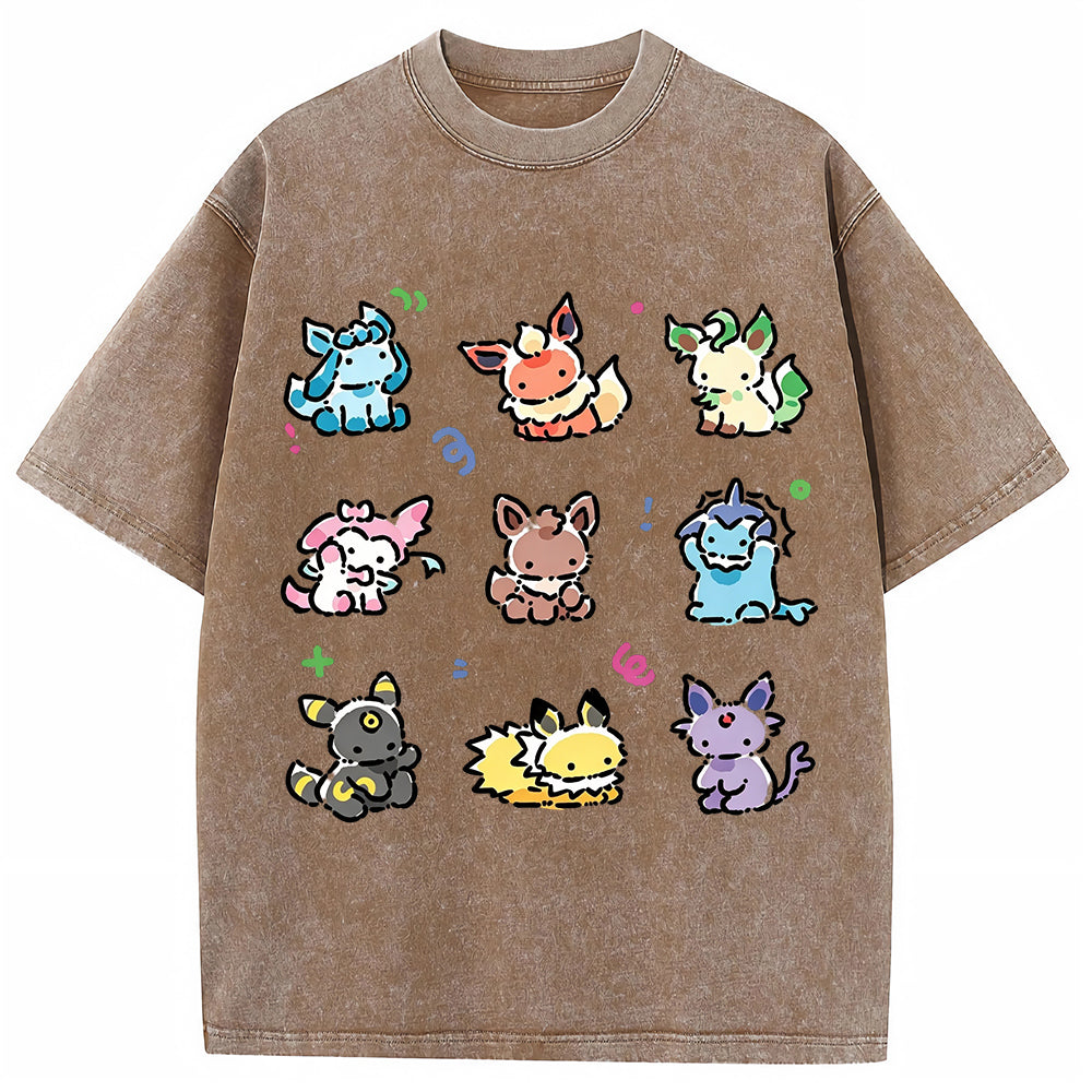 Vintage Cute Chibi Eeveelutions PKM Graphic T-Shirt