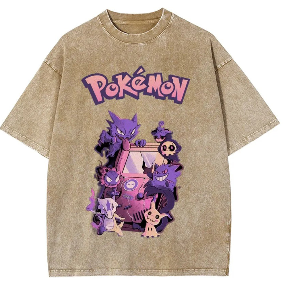 Unisex Vintage Washed T-Shirt | Ghost Type Pok¡§|mon Retro Graphic Tee
