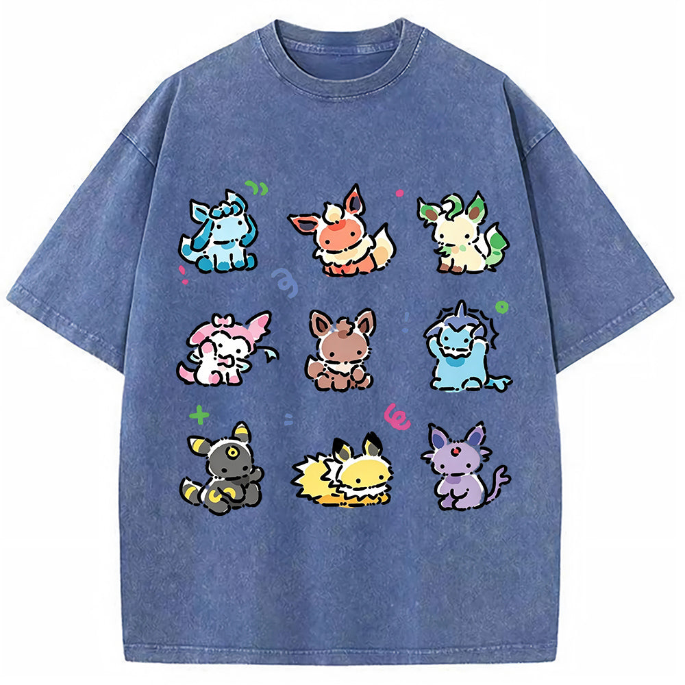 Vintage Cute Chibi Eeveelutions PKM Graphic T-Shirt