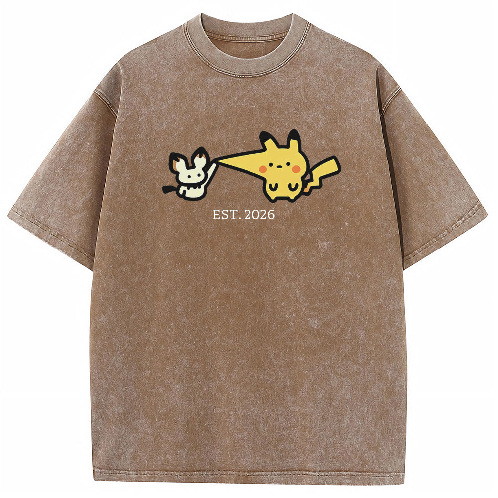 Cute Parent & Kid Pikachu Vintage T-Shirt
