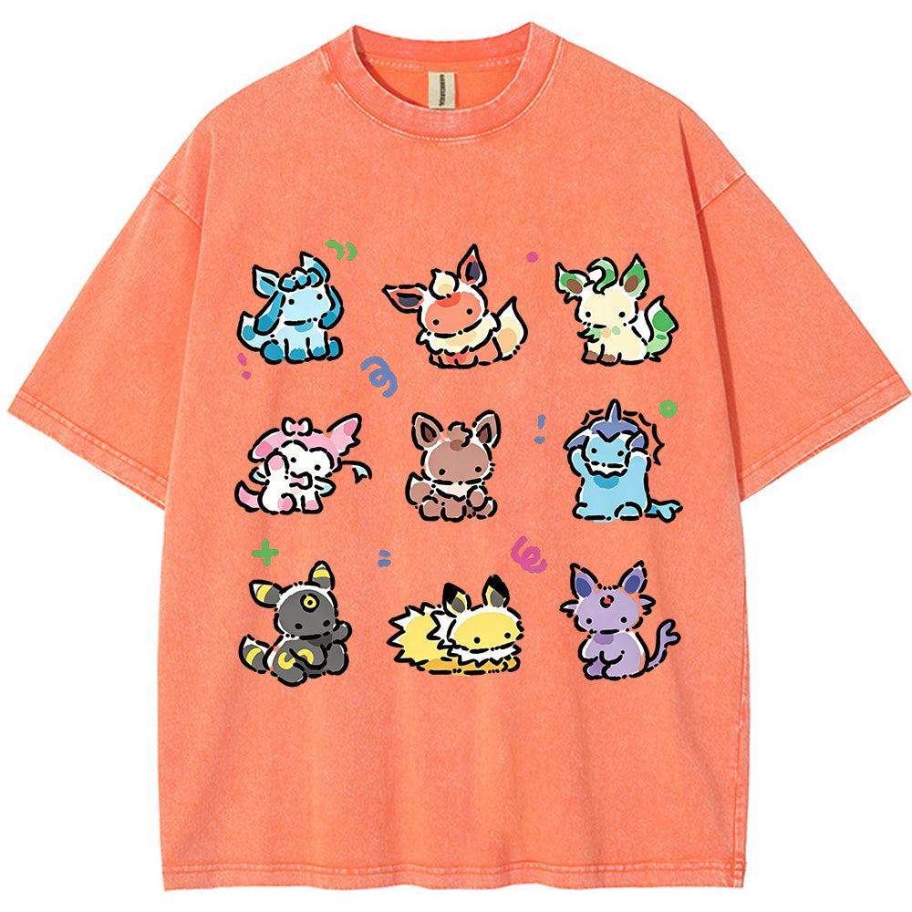 Vintage Cute Chibi Eeveelutions PKM Graphic T-Shirt