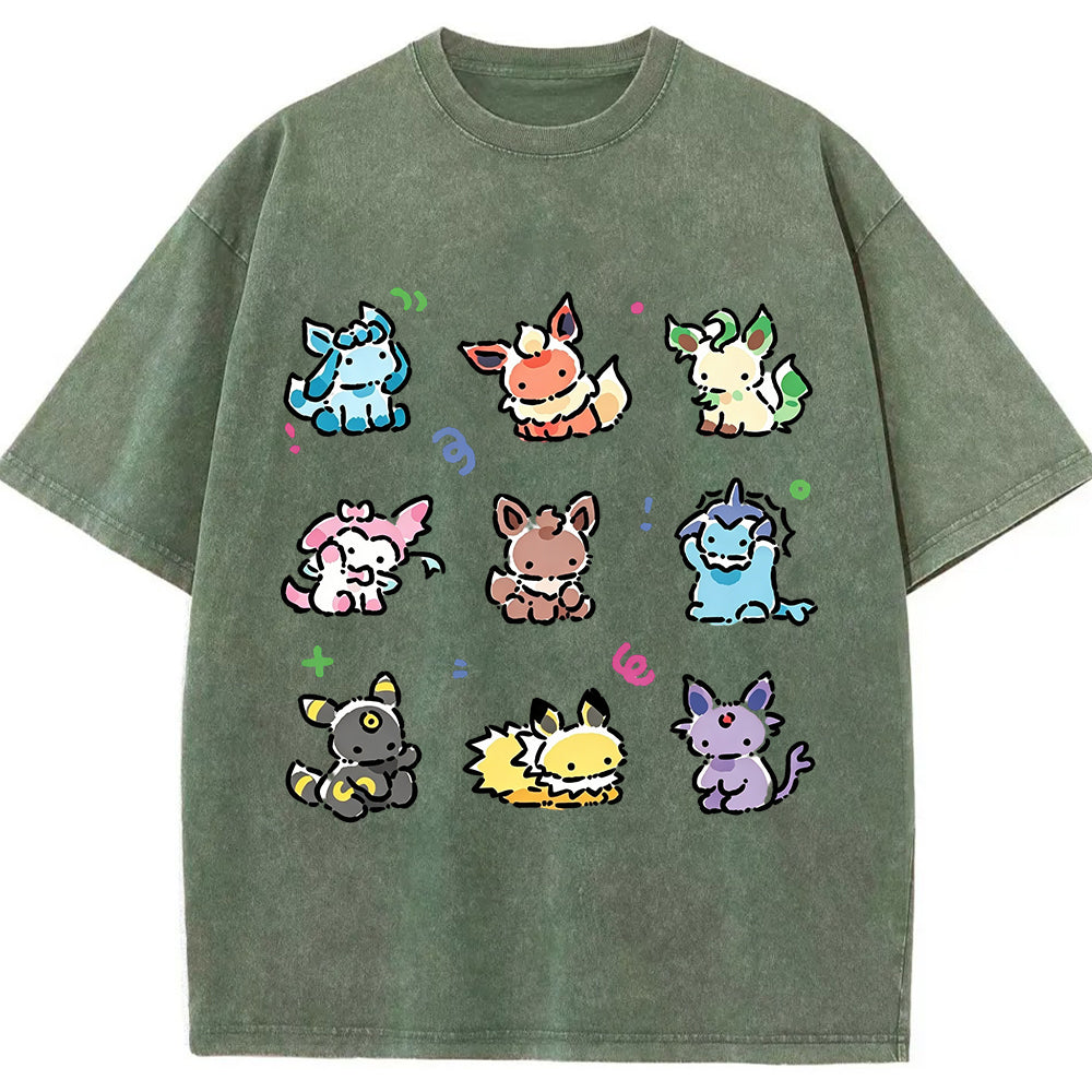 Vintage Cute Chibi Eeveelutions PKM Graphic T-Shirt