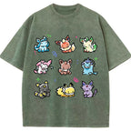Vintage Cute Chibi Eeveelutions PKM Graphic T-Shirt
