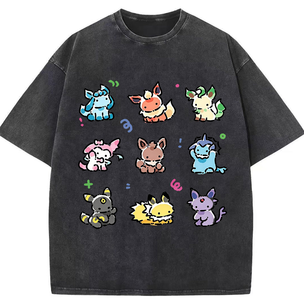 Vintage Cute Chibi Eeveelutions PKM Graphic T-Shirt