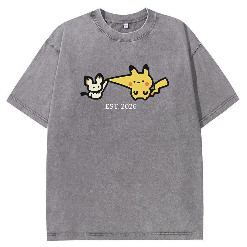 Cute Parent & Kid Pikachu Vintage T-Shirt