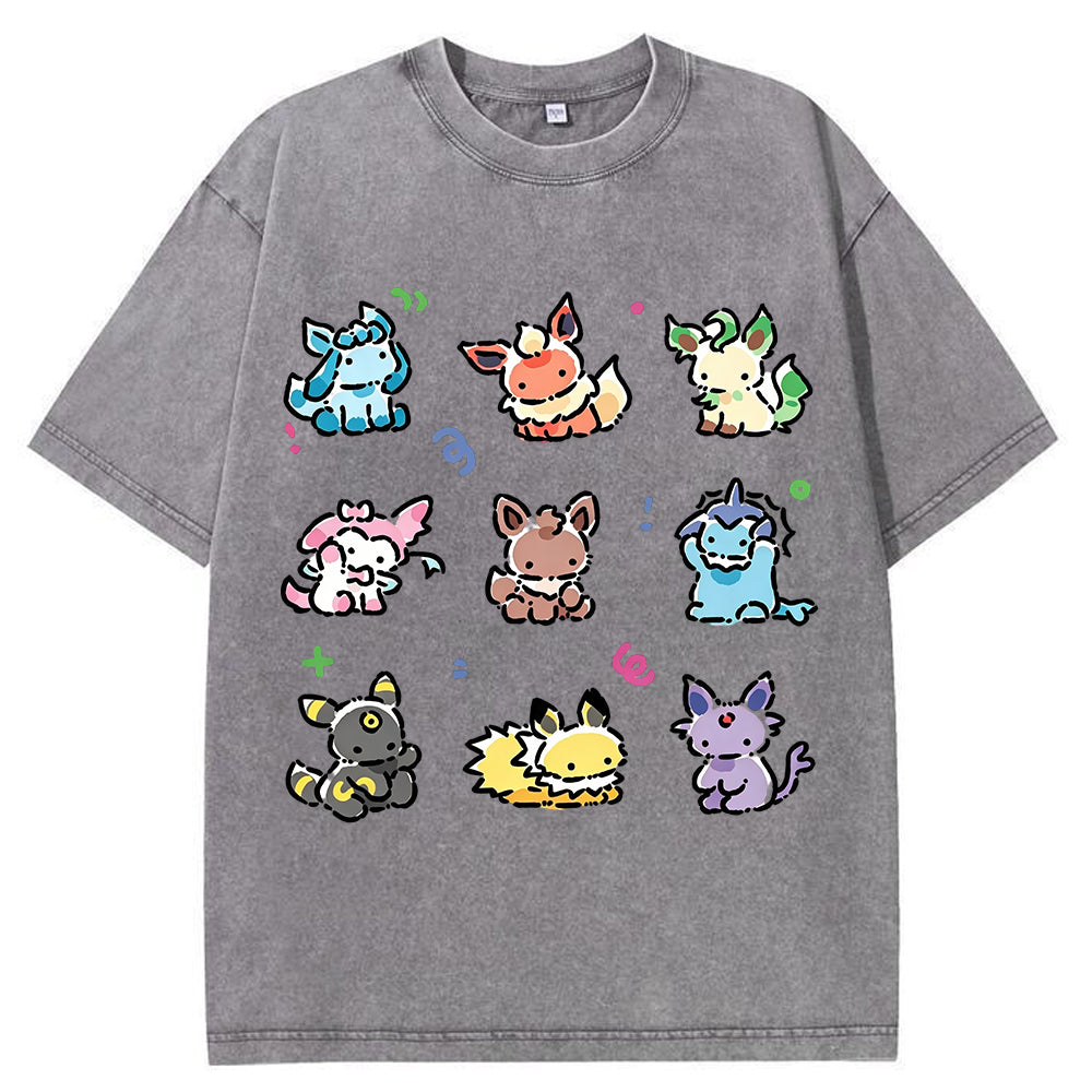 Vintage Cute Chibi Eeveelutions PKM Graphic T-Shirt