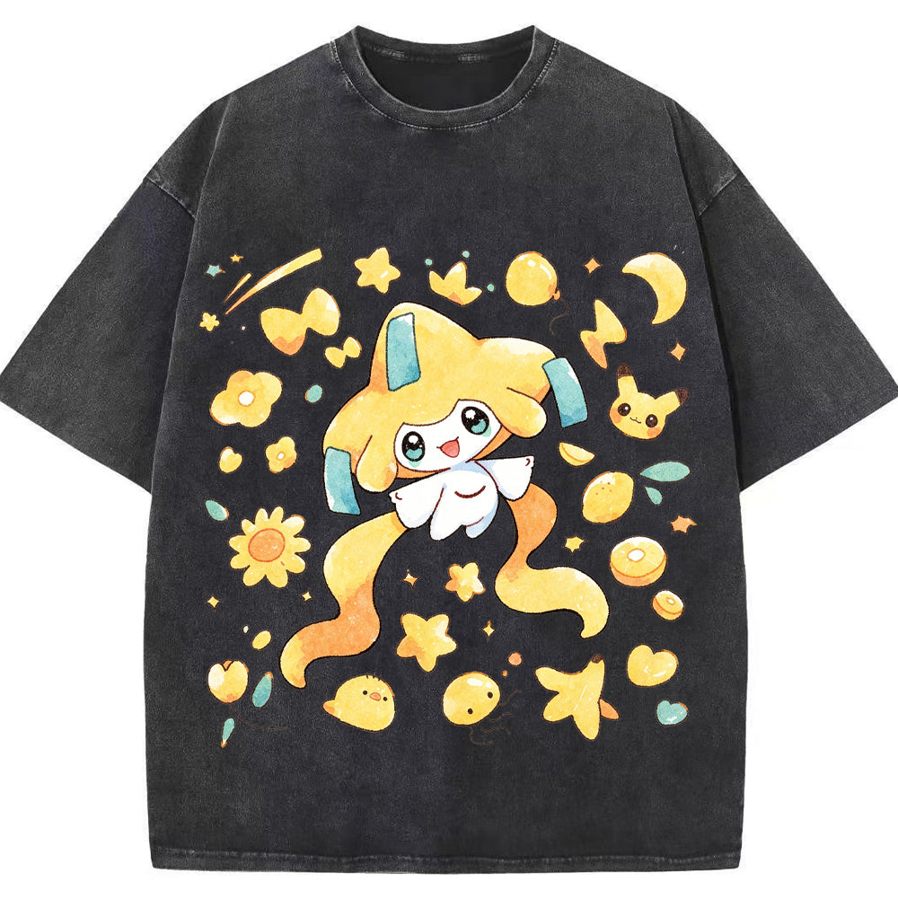 Cute Jirachi Starry Watercolor Vintage T-Shirt | Pokemon Anime