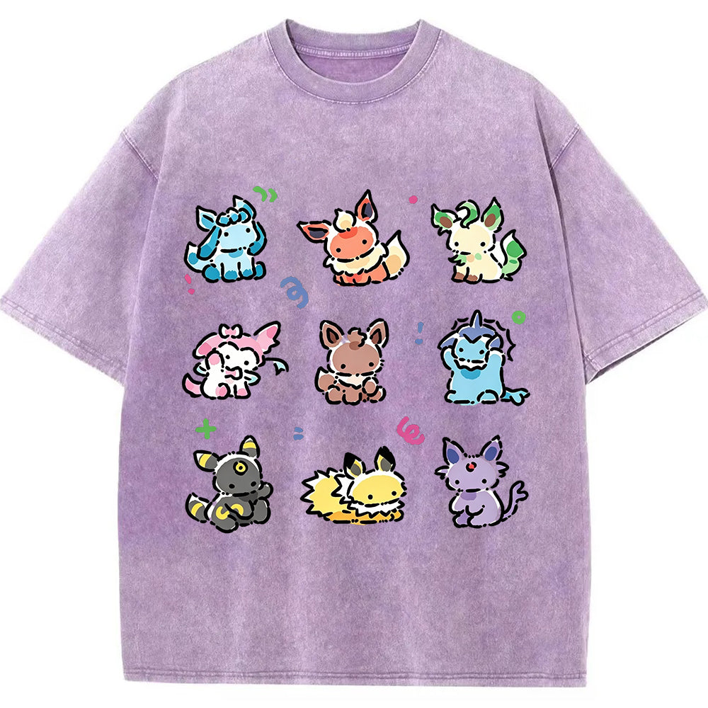 Vintage Cute Chibi Eeveelutions PKM Graphic T-Shirt