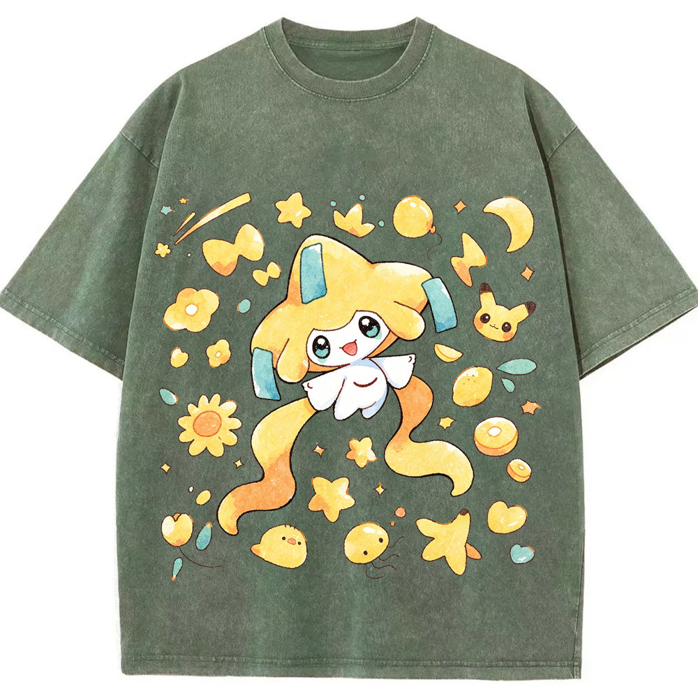 Cute Jirachi Starry Watercolor Vintage T-Shirt | Pokemon Anime