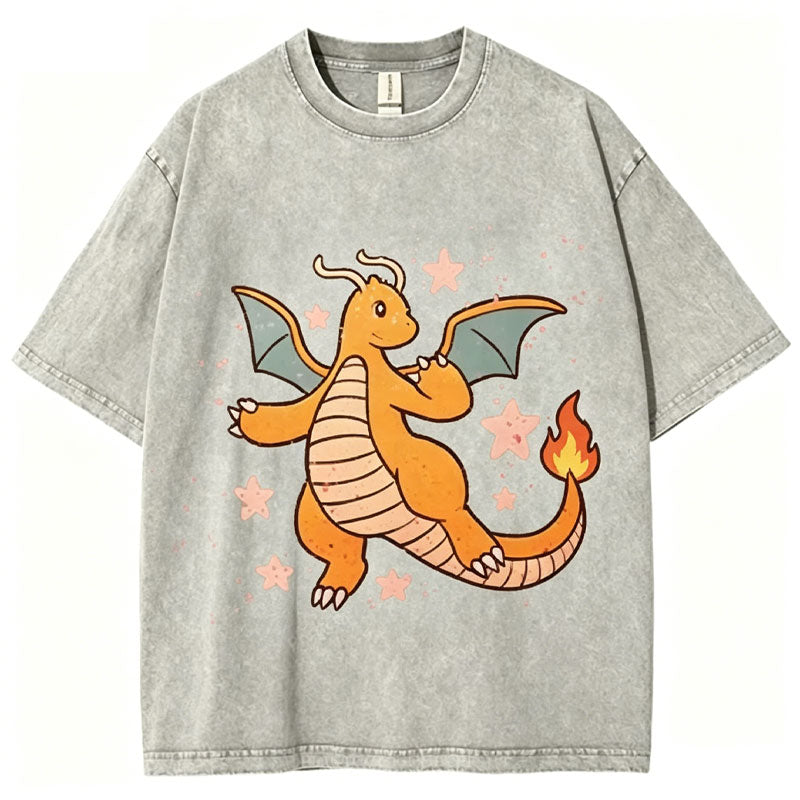 Pok¡§|mon Dragonite Unisex Vintage Washed Tee