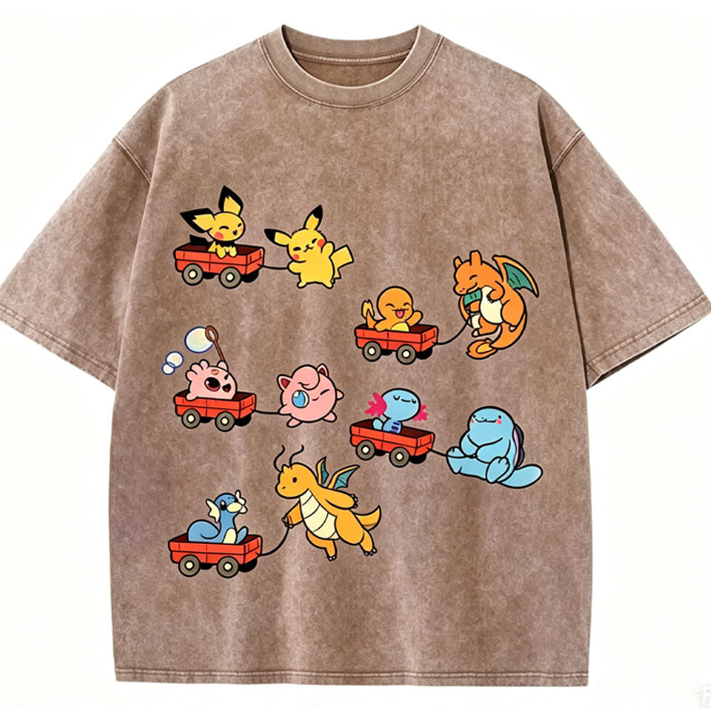 Pok¡§|mon Advanced Form Unisex Vintage Washed Tee