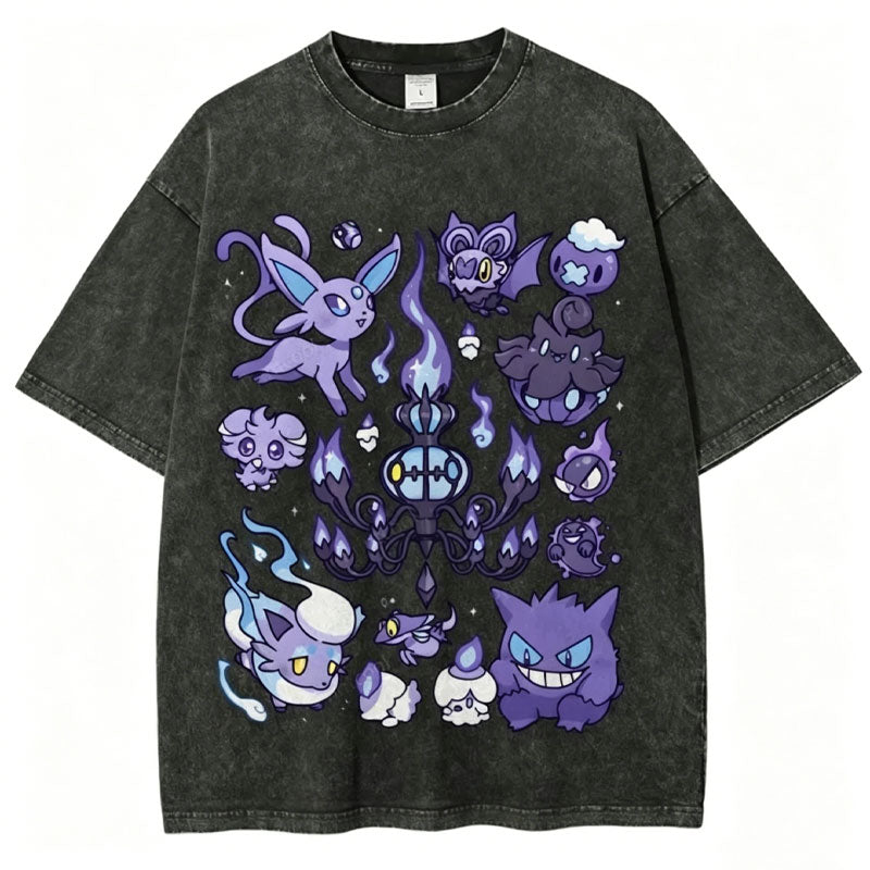 Ghost Type Pok¡§|mon Unisex Vintage Washed Tee