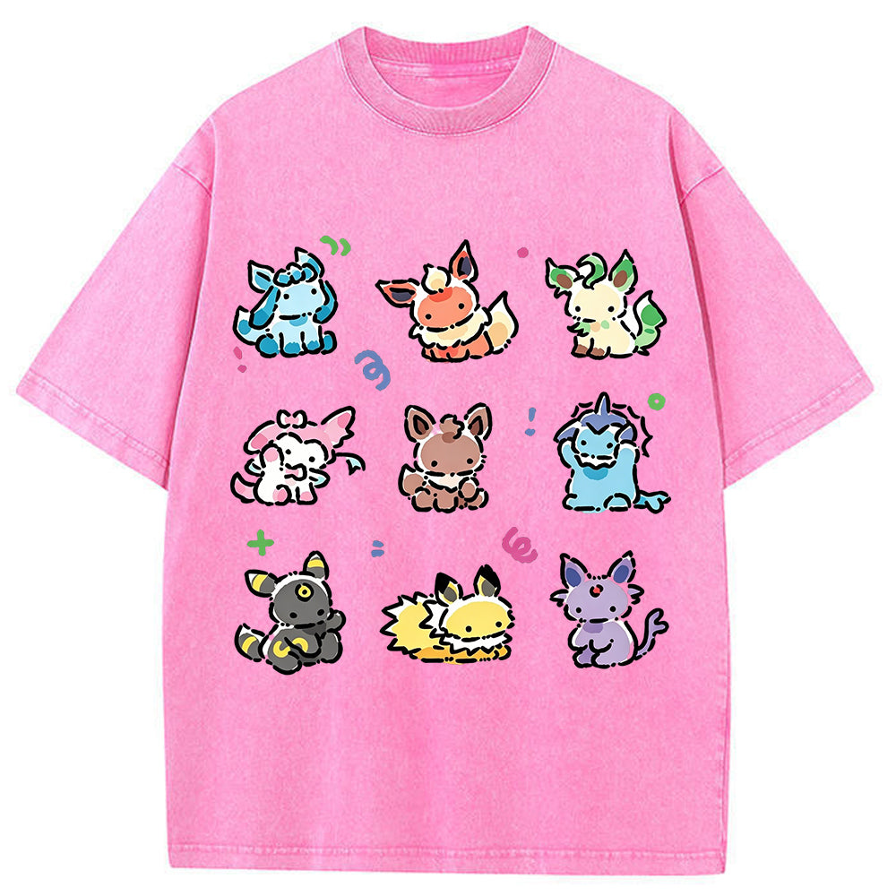 Vintage Cute Chibi Eeveelutions PKM Graphic T-Shirt