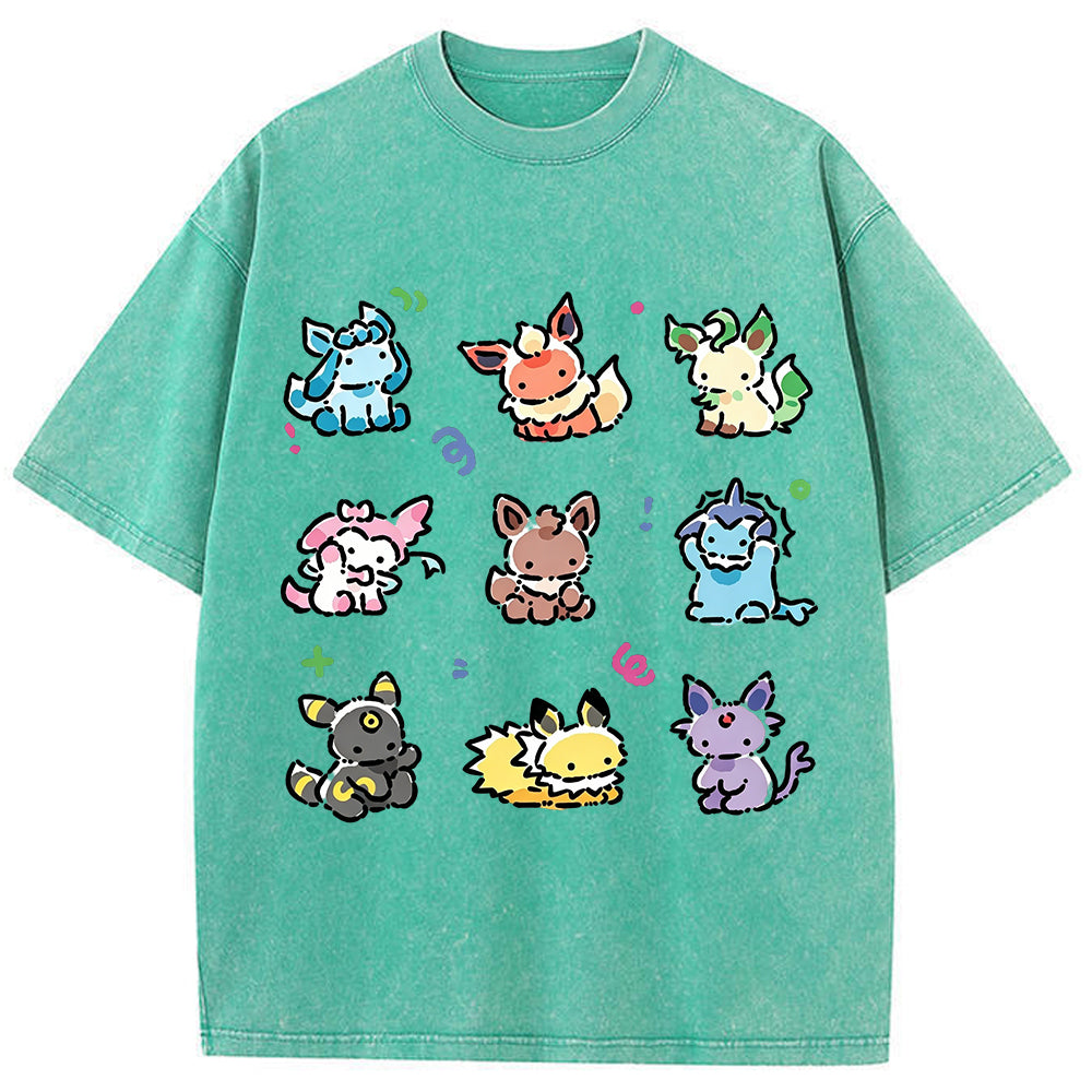 Vintage Cute Chibi Eeveelutions PKM Graphic T-Shirt