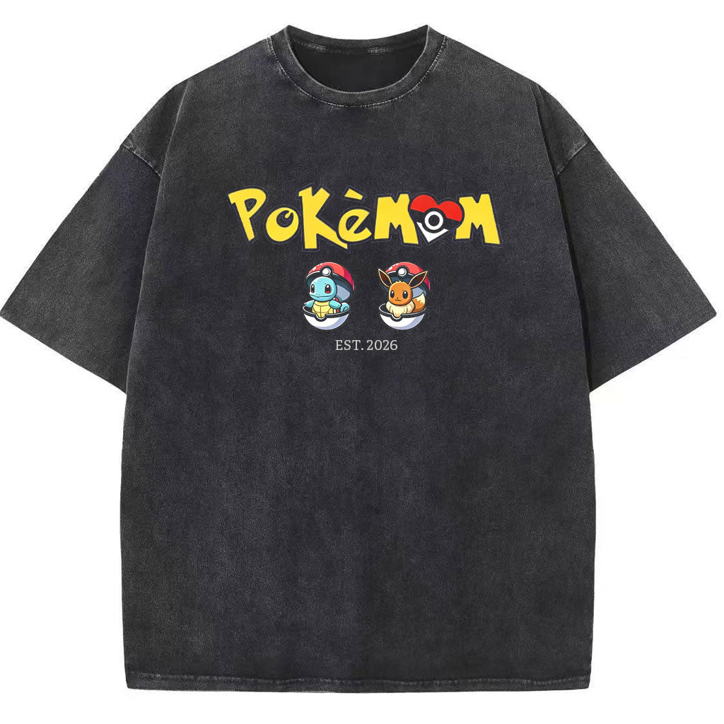 Custom Pok¡§|Mom Tee ¡§C Custom Pokeball Kids & Custom Est Year