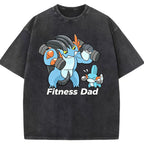 Fitness Dad Marshtomp Mudkip Gym Cartoon Vintage Washed T-Shirt