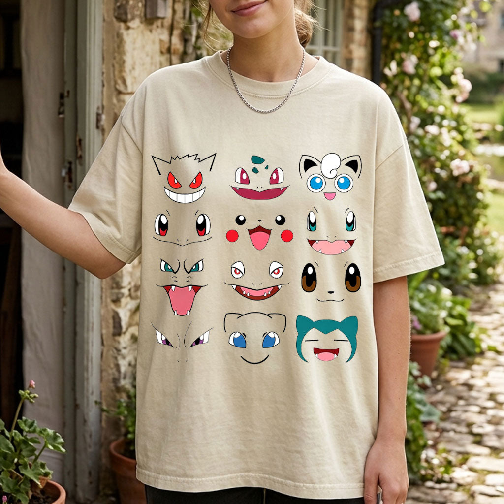Pok¡§| Faces Anime Vintage Tee | Pokemon