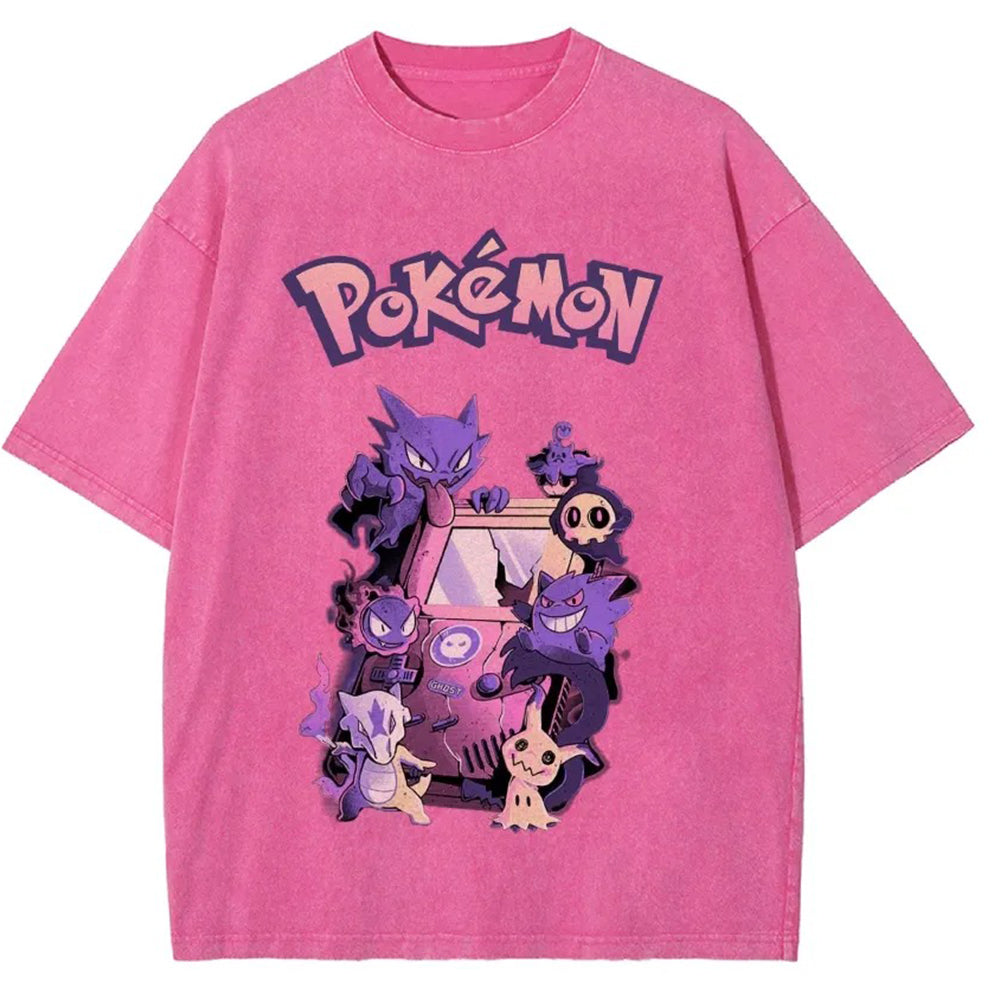 Unisex Vintage Washed T-Shirt | Ghost Type Pok¡§|mon Retro Graphic Tee