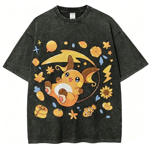 Pok¡§|mon Raichu Unisex Vintage Washed Tee