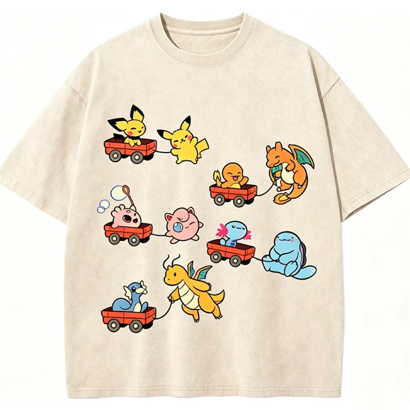 Pok¡§|mon Advanced Form Unisex Vintage Washed Tee