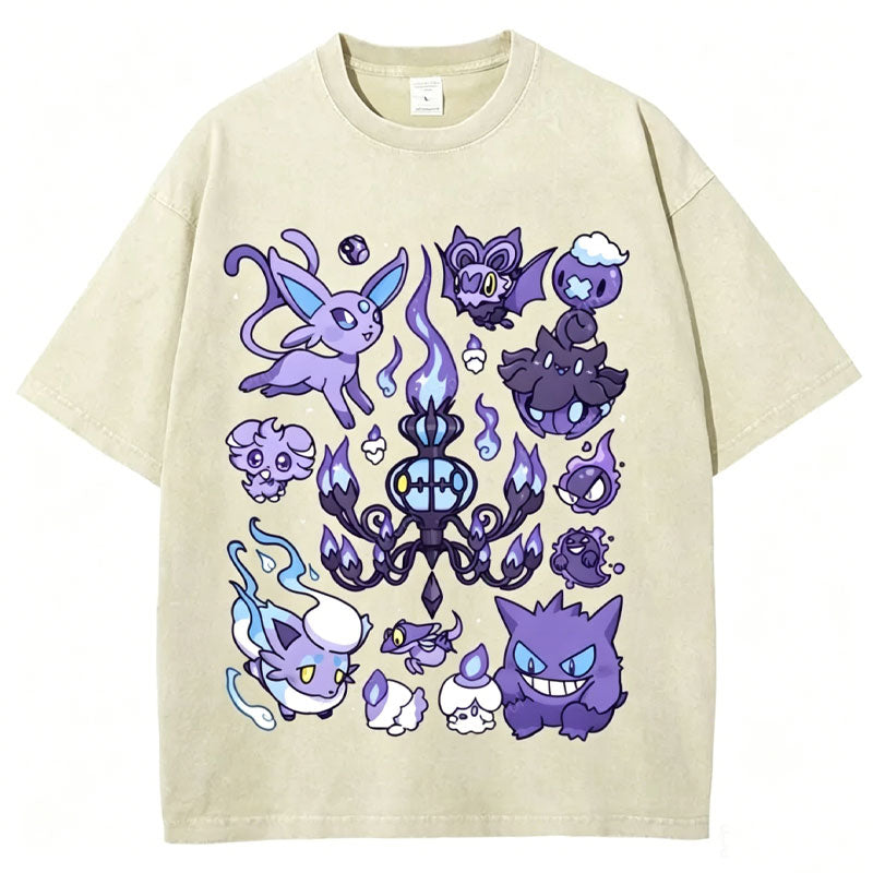 Ghost Type Pok¡§|mon Unisex Vintage Washed Tee