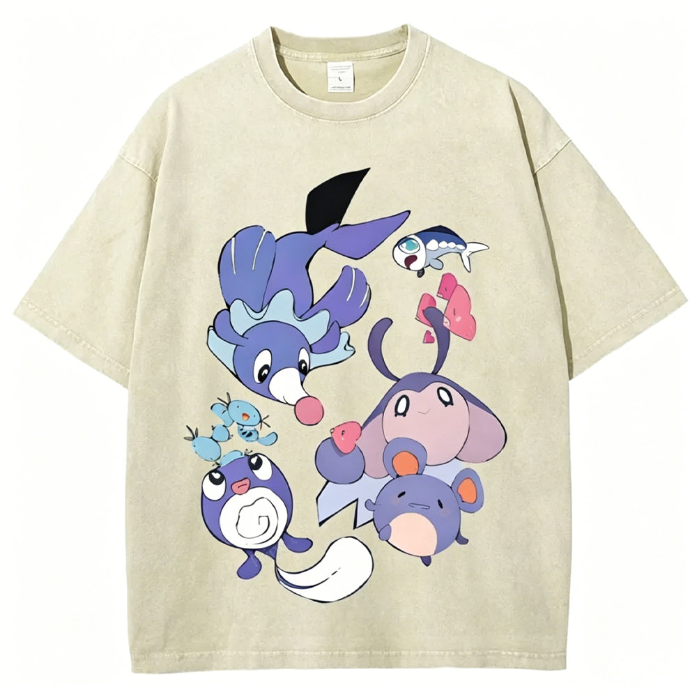 Pok?¡ì|mon Popplio And Mantyke Unisex Vintage Tee