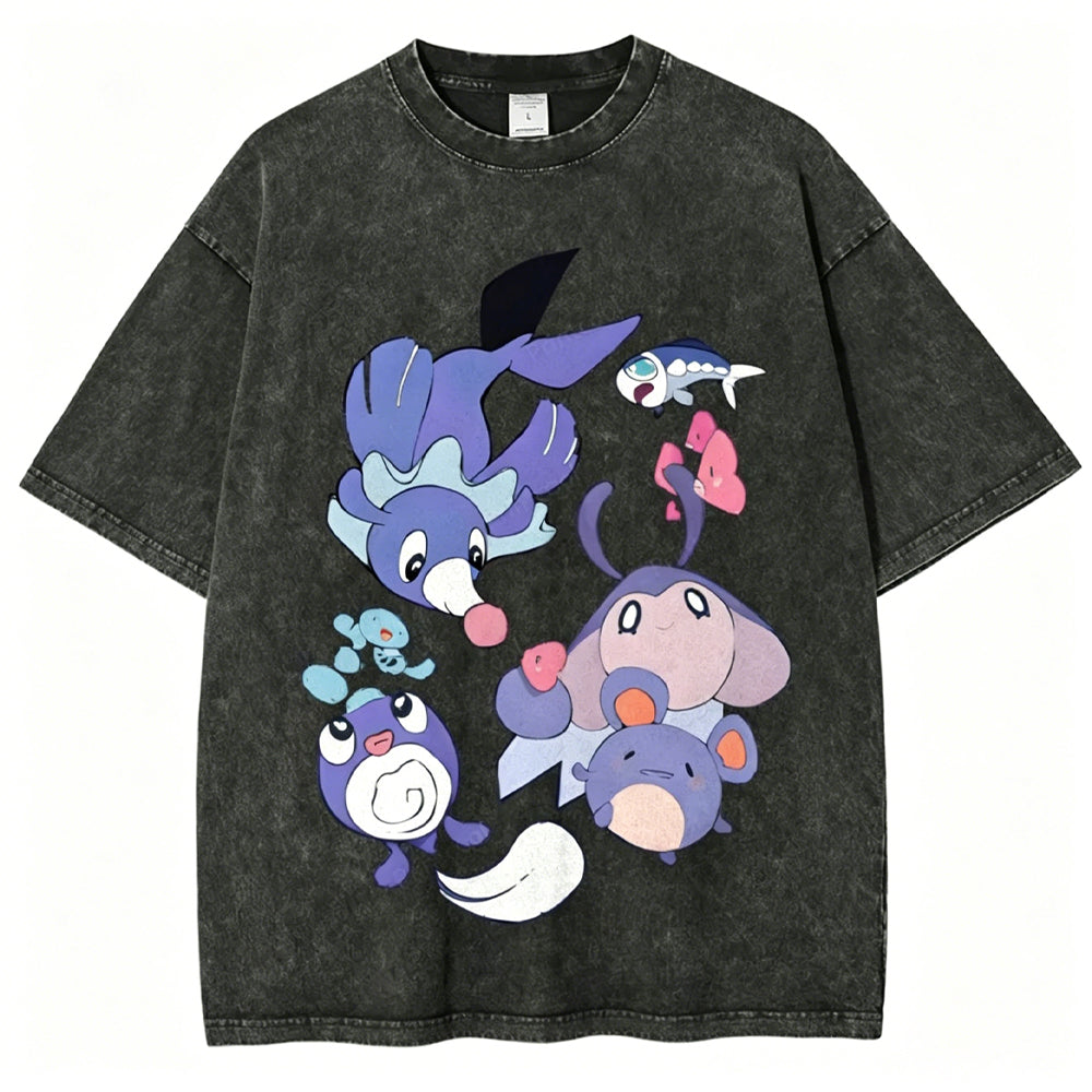 Pok?¡ì|mon Popplio And Mantyke Unisex Vintage Tee