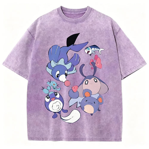 Pok?¡ì|mon Popplio And Mantyke Unisex Vintage Tee