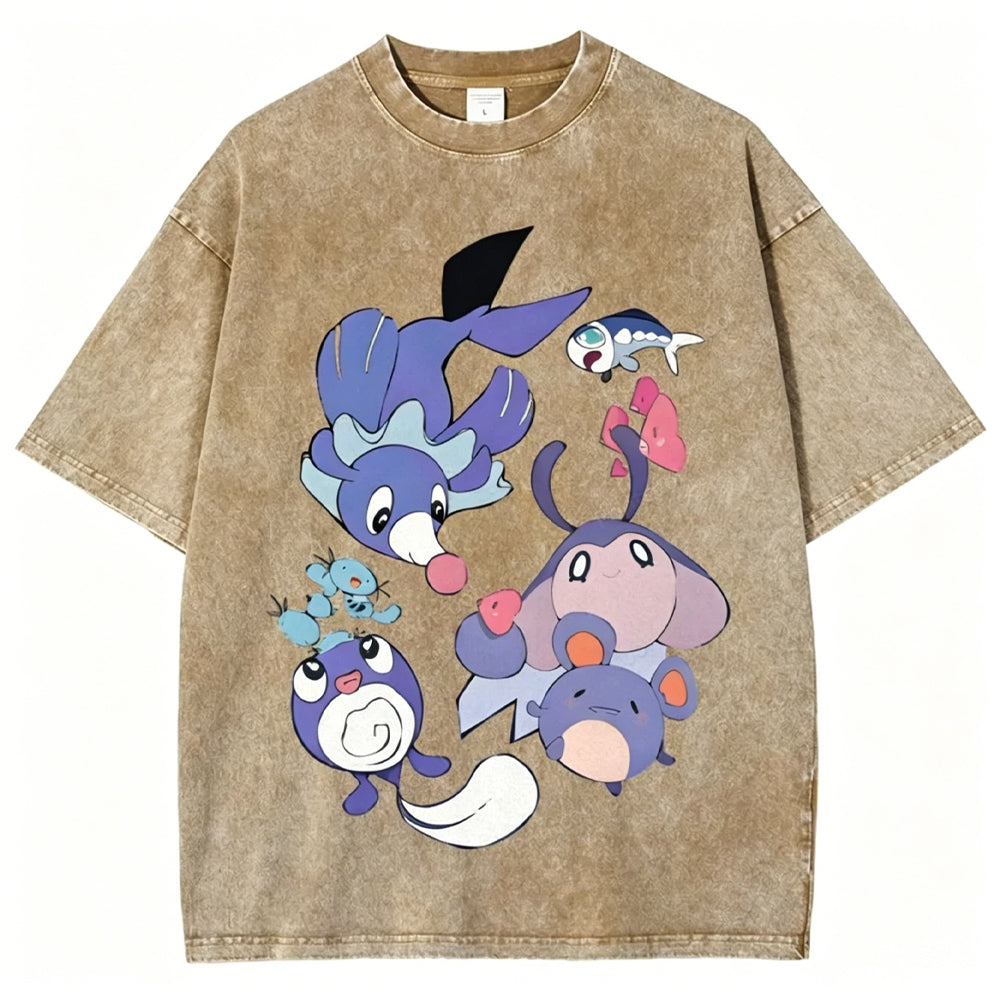 Pok?¡ì|mon Popplio And Mantyke Unisex Vintage Tee