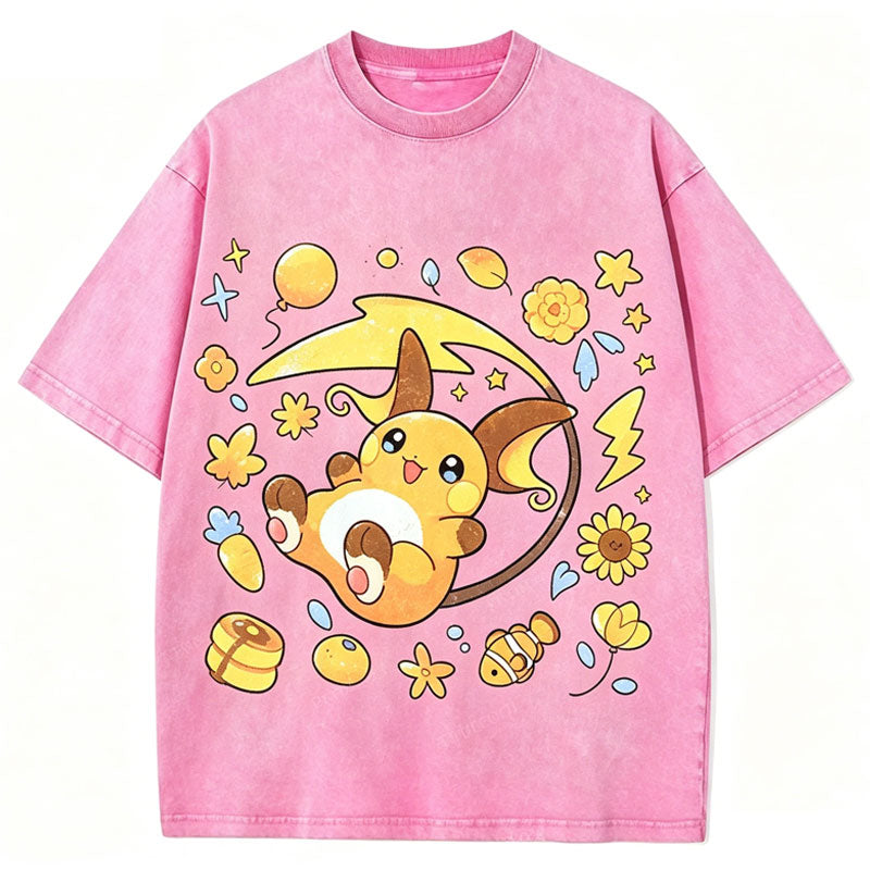 Pok¡§|mon Raichu Unisex Vintage Washed Tee