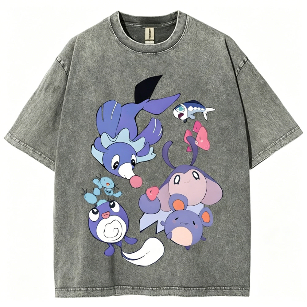 Pok?¡ì|mon Popplio And Mantyke Unisex Vintage Tee