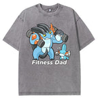 Fitness Dad Marshtomp Mudkip Gym Cartoon Vintage Washed T-Shirt