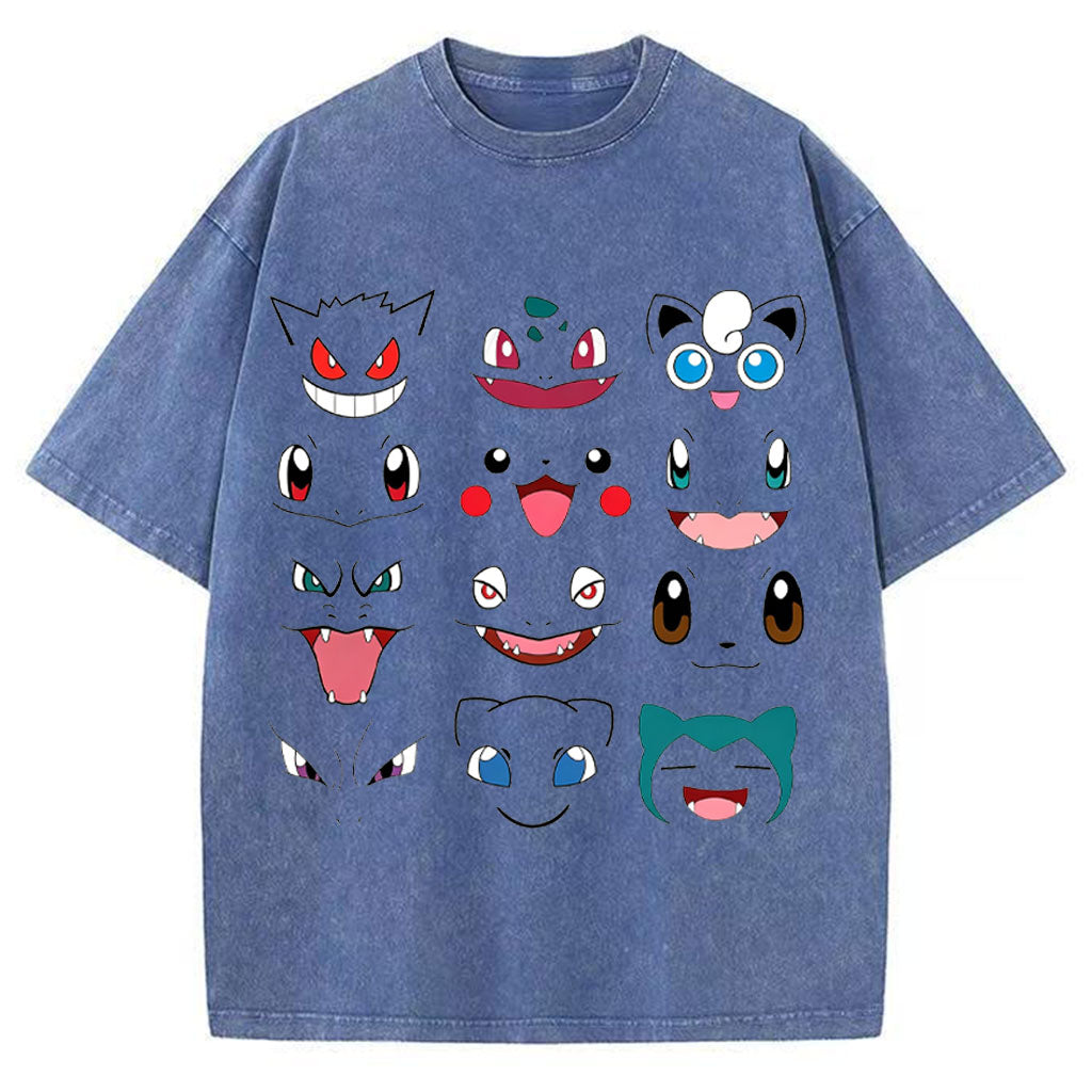 Pok¡§| Faces Anime Vintage Tee | Pokemon
