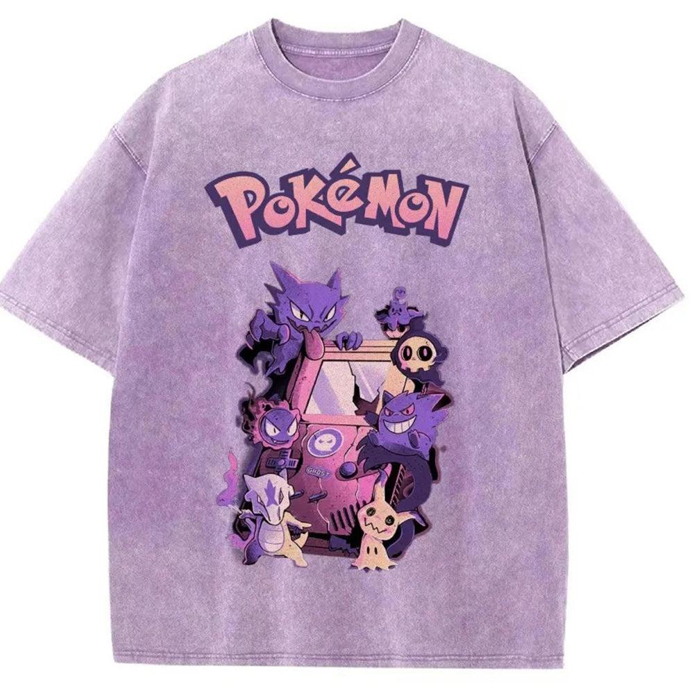 Unisex Vintage Washed T-Shirt | Ghost Type Pok¡§|mon Retro Graphic Tee