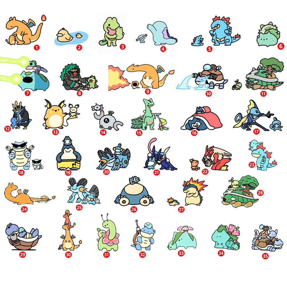 Cute Parent & Kid Pokemon Family Collection Vintage T-Shirt