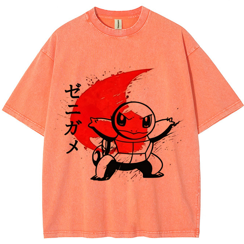Ink Wash Squirtle Kanji Vintage Tee | Pokemon Anime