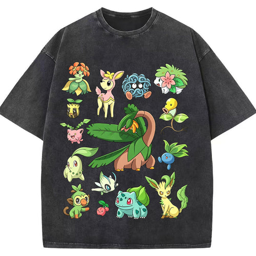 Woodland Grass Type Pokemon Collage Vintage T-Shirt | Pokemon Anime