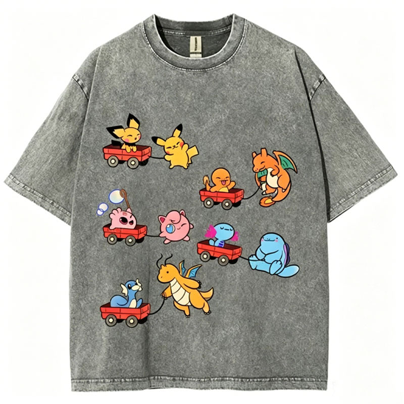 Pok¡§|mon Advanced Form Unisex Vintage Washed Tee