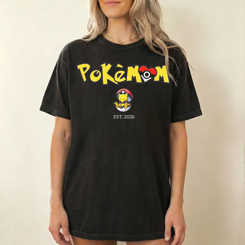 Custom Pok¡§|Mom Tee ¡§C Custom Pokeball Kids & Custom Est Year