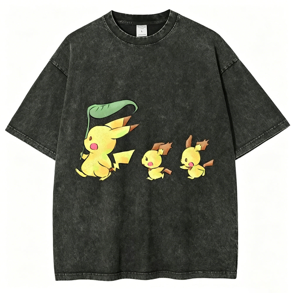 Cute Pikachu Trio Unisex Vintage Tee