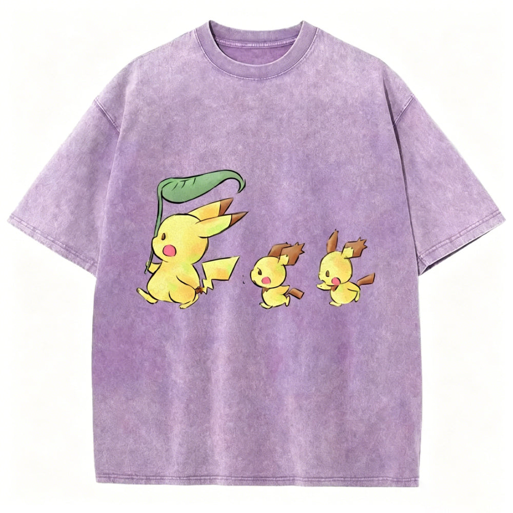Cute Pikachu Trio Unisex Vintage Tee