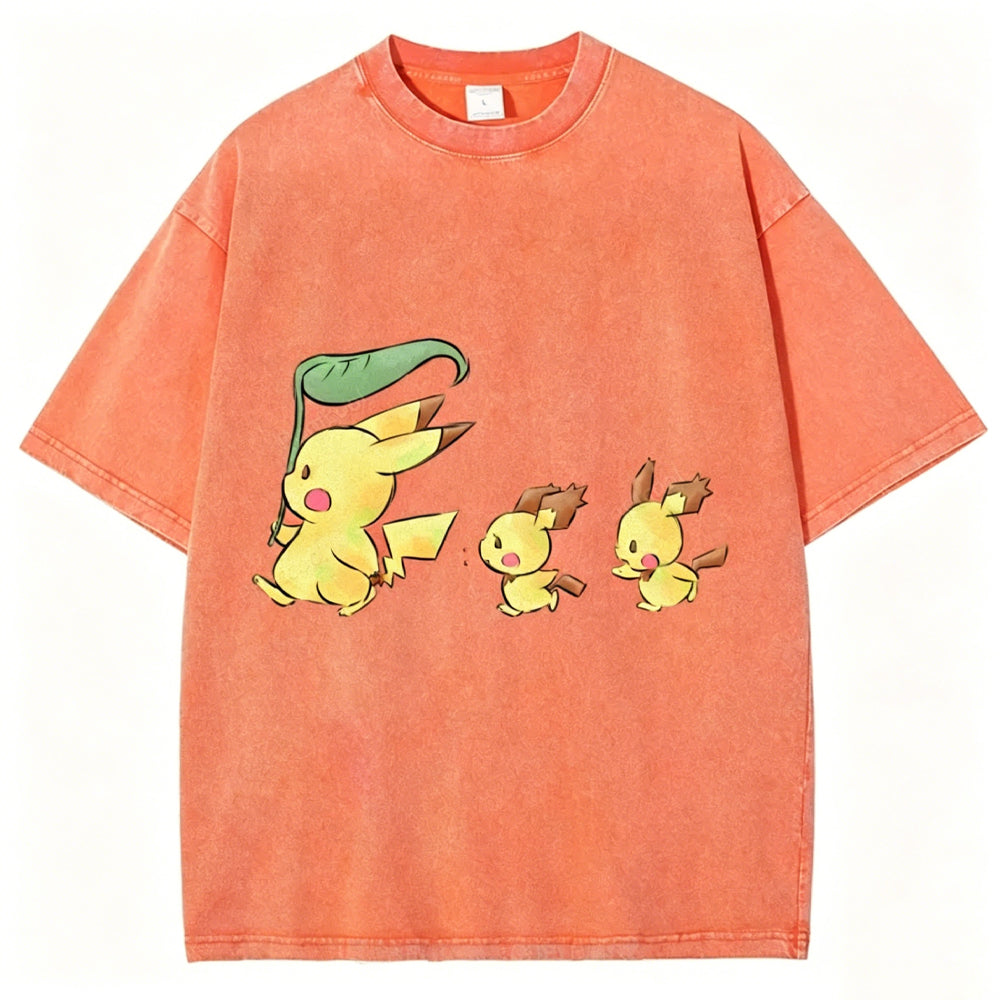 Cute Pikachu Trio Unisex Vintage Tee
