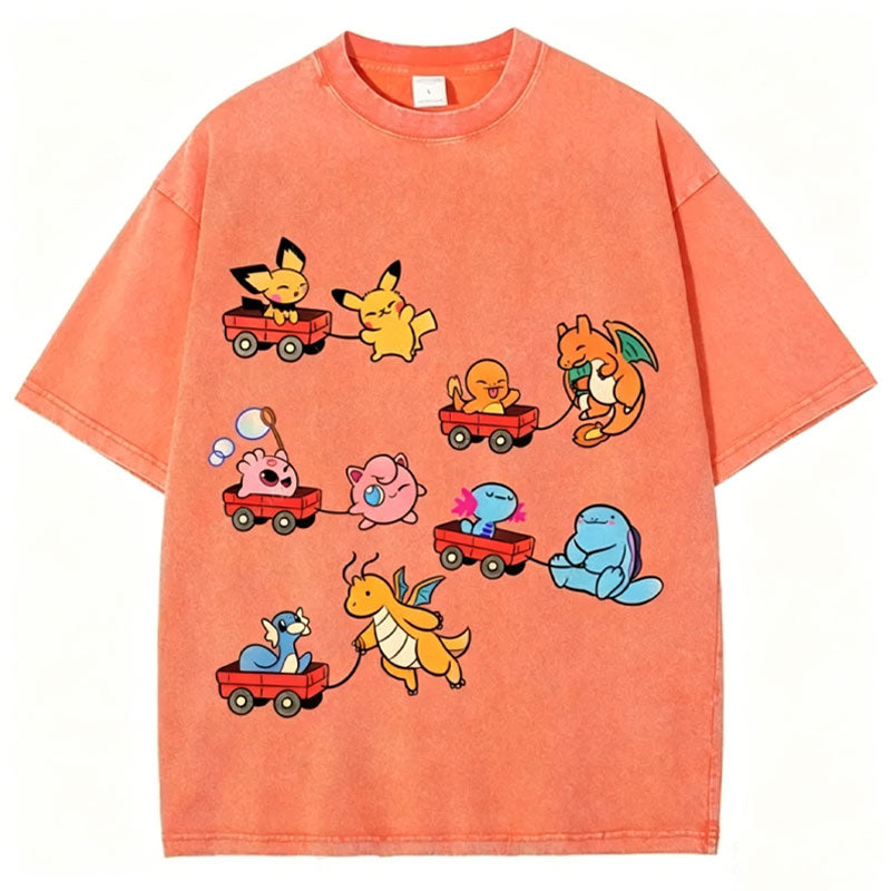 Pok¡§|mon Advanced Form Unisex Vintage Washed Tee